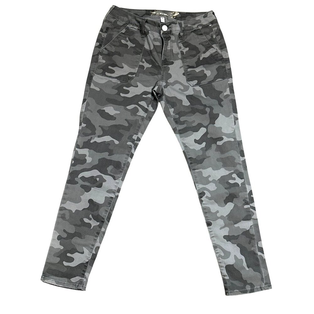 Seven7 Utility Camouflage Denim Mid Rise Slim Straight Jeans in a Floral Camo 8